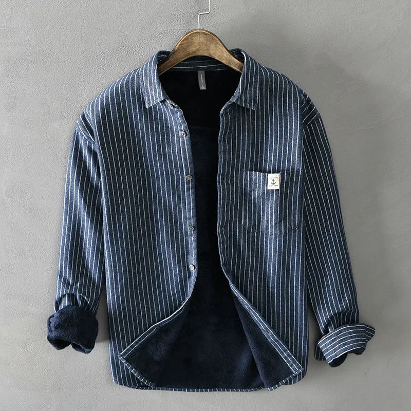 Flannel Shirt Lined - Hommes hiver mode polaire doublé chaud