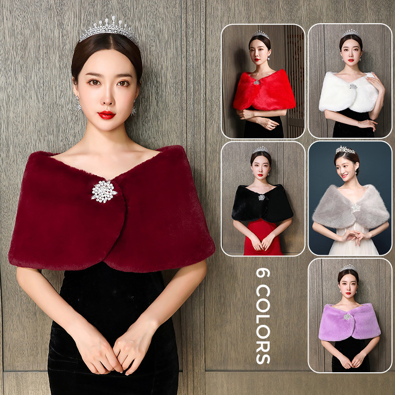 Shawl Wrap Winter - Châle de mariée en fausse fourrure